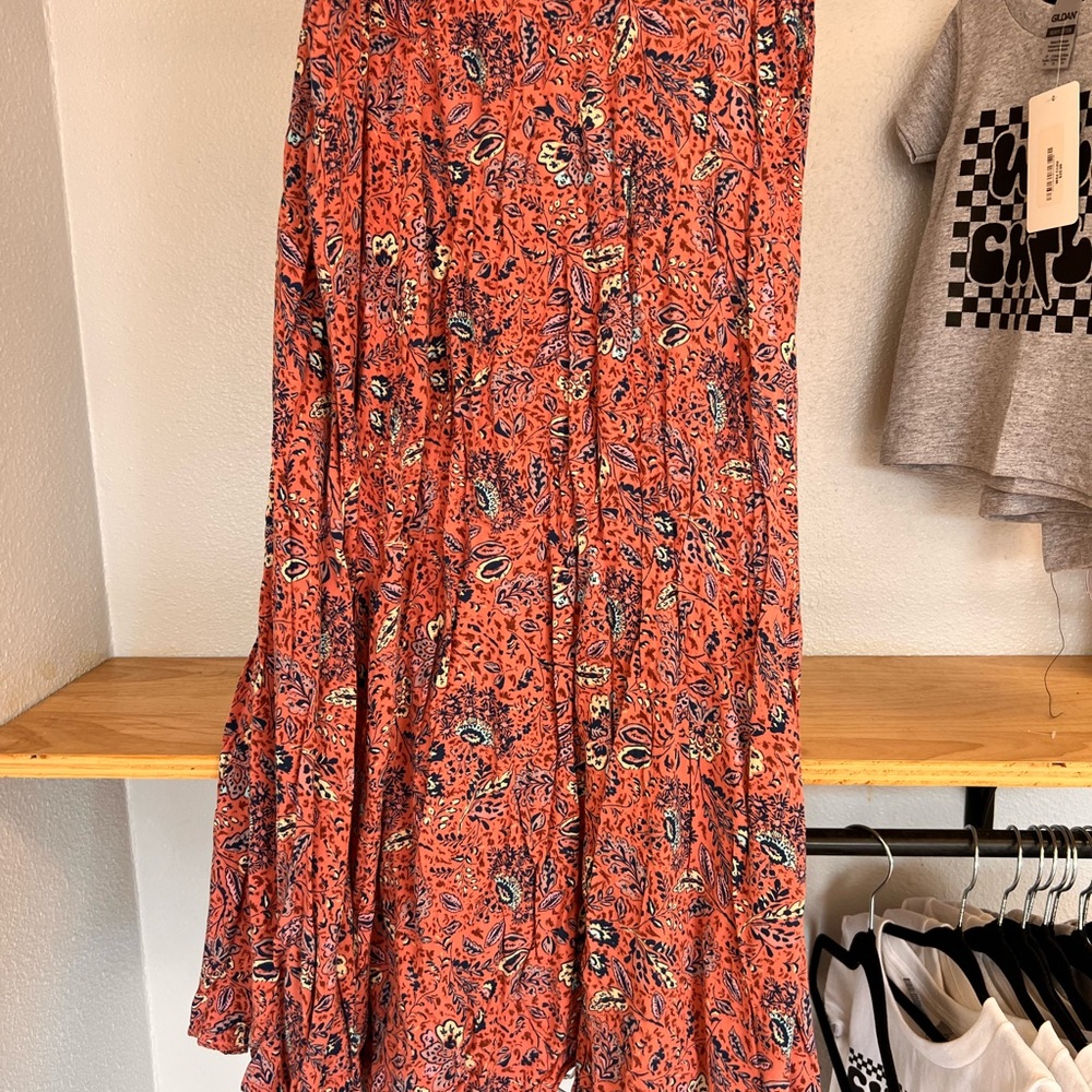 Torrid Orange and Black Tiered Maxi Skirt Casual
